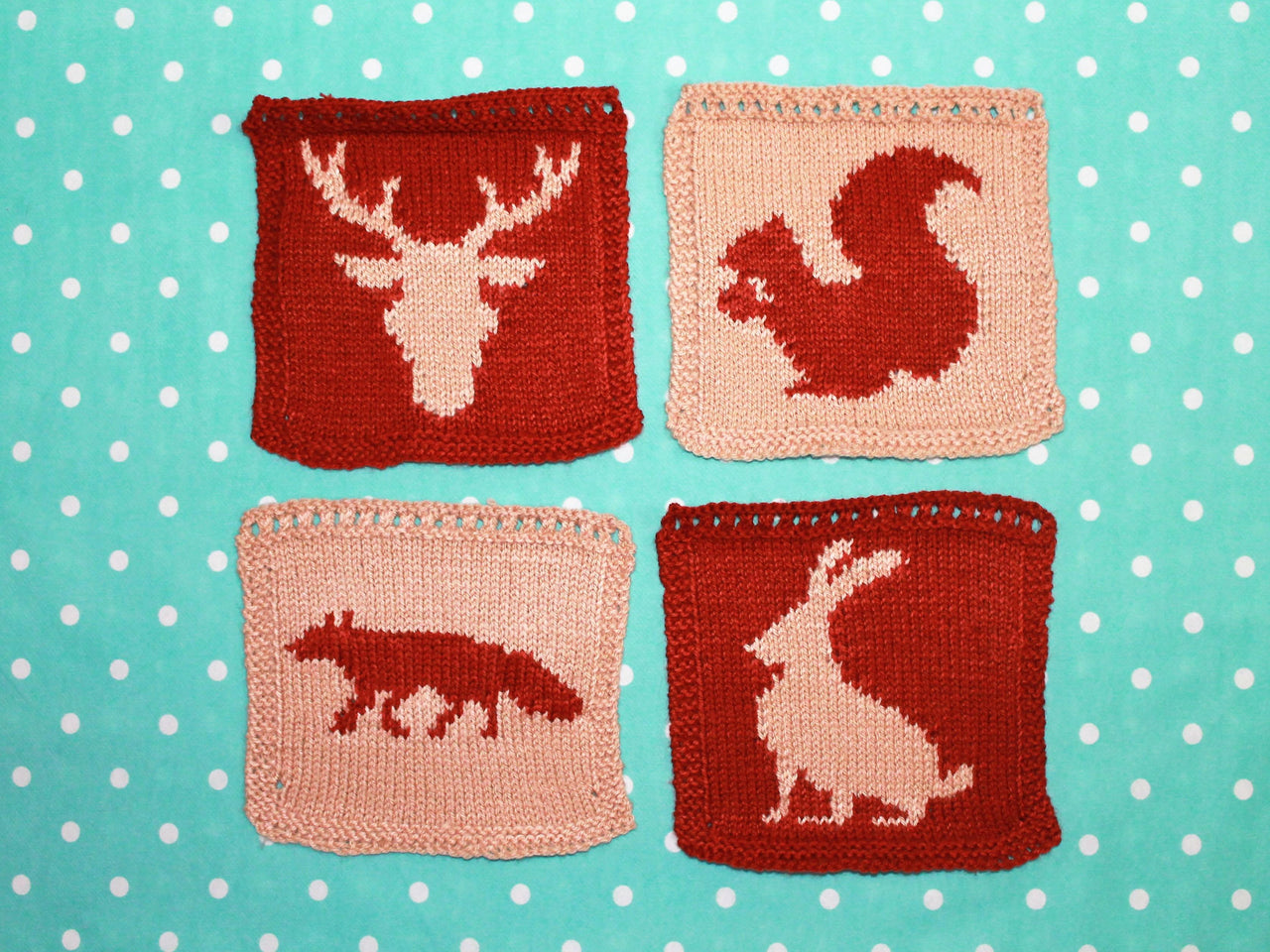 Woodland Animal Intarsia Squares