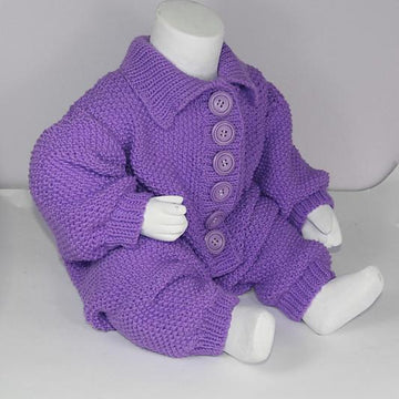 Baby Aran Button Up Moss Stitch Collar Onesie