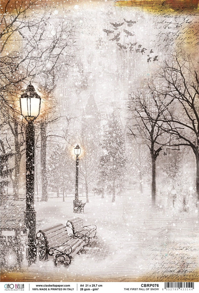 Ciao Bella Rice Paper Sheet A4 5/Pkg - First Fall Of Snow, Snow & The City