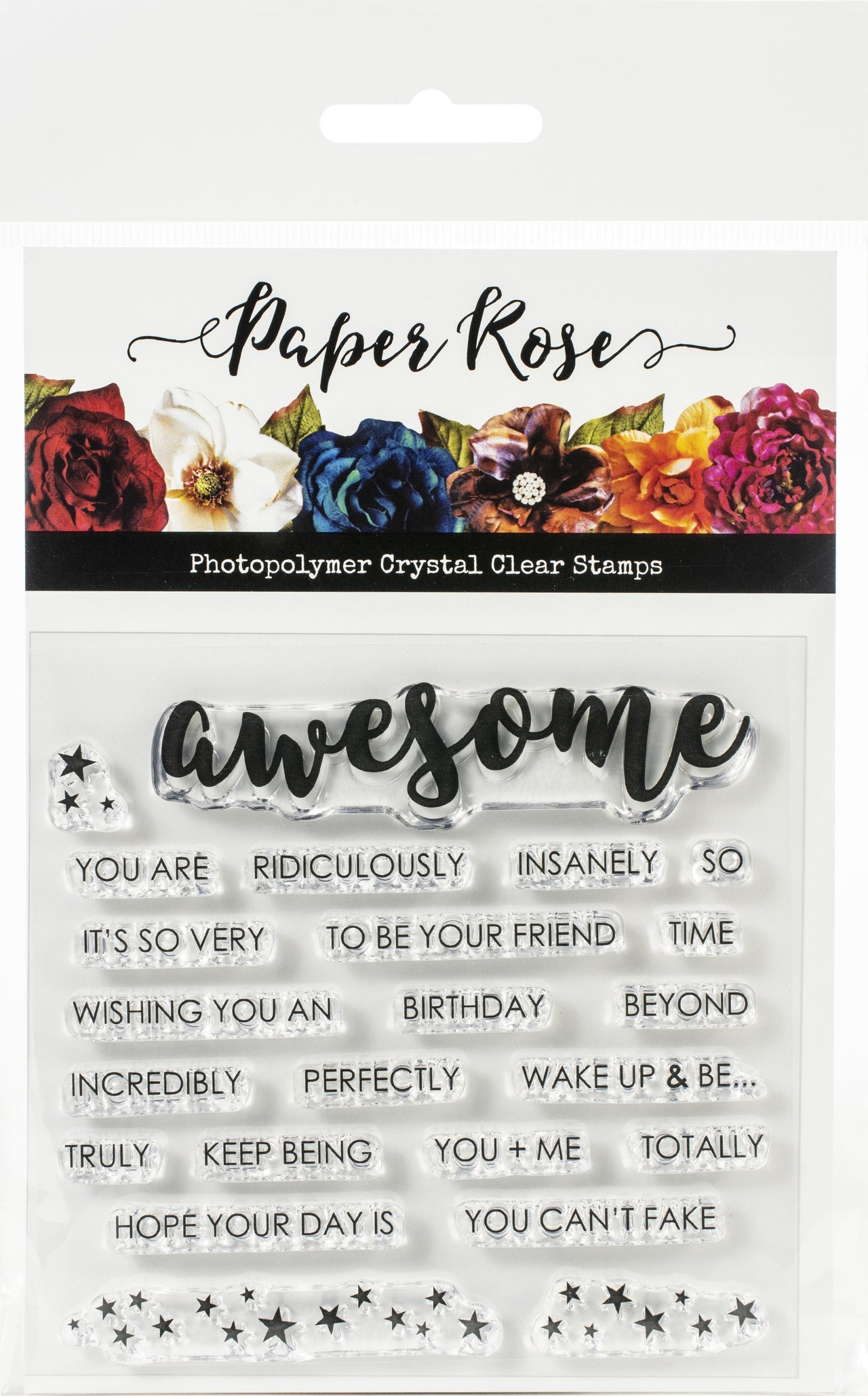 Paper Rose Clear Stamps 4"X4" - Awesome Words