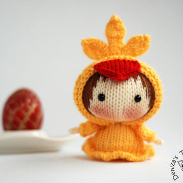 Yellow Chicken Doll. Easter Doll. Tanoshi series toy.