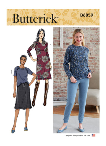 Butterick Misses' Knit Dress, Tops, Skirt and Pants B6859 - Sewing Pattern