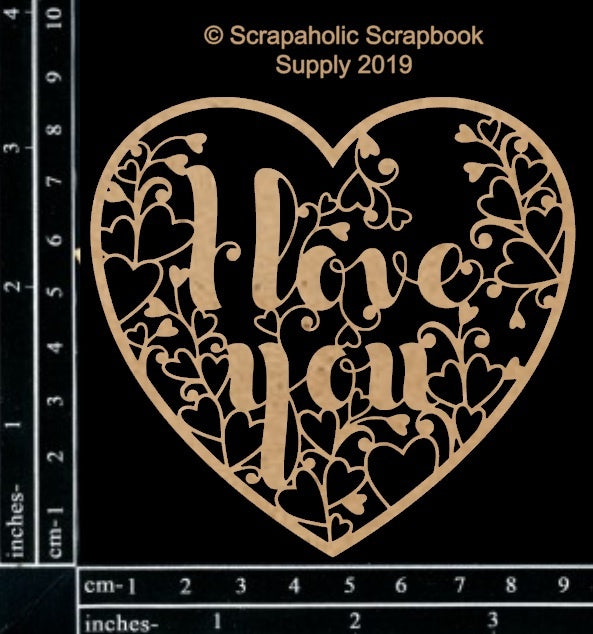 Scrapaholics Laser Cut Chipboard 1.8mm Thick - I Love You Heart, 3.25"X3.25"