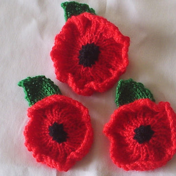 Fluted Poppies DK knitting pattern Remembrance Sunday Veterans day Armistice day