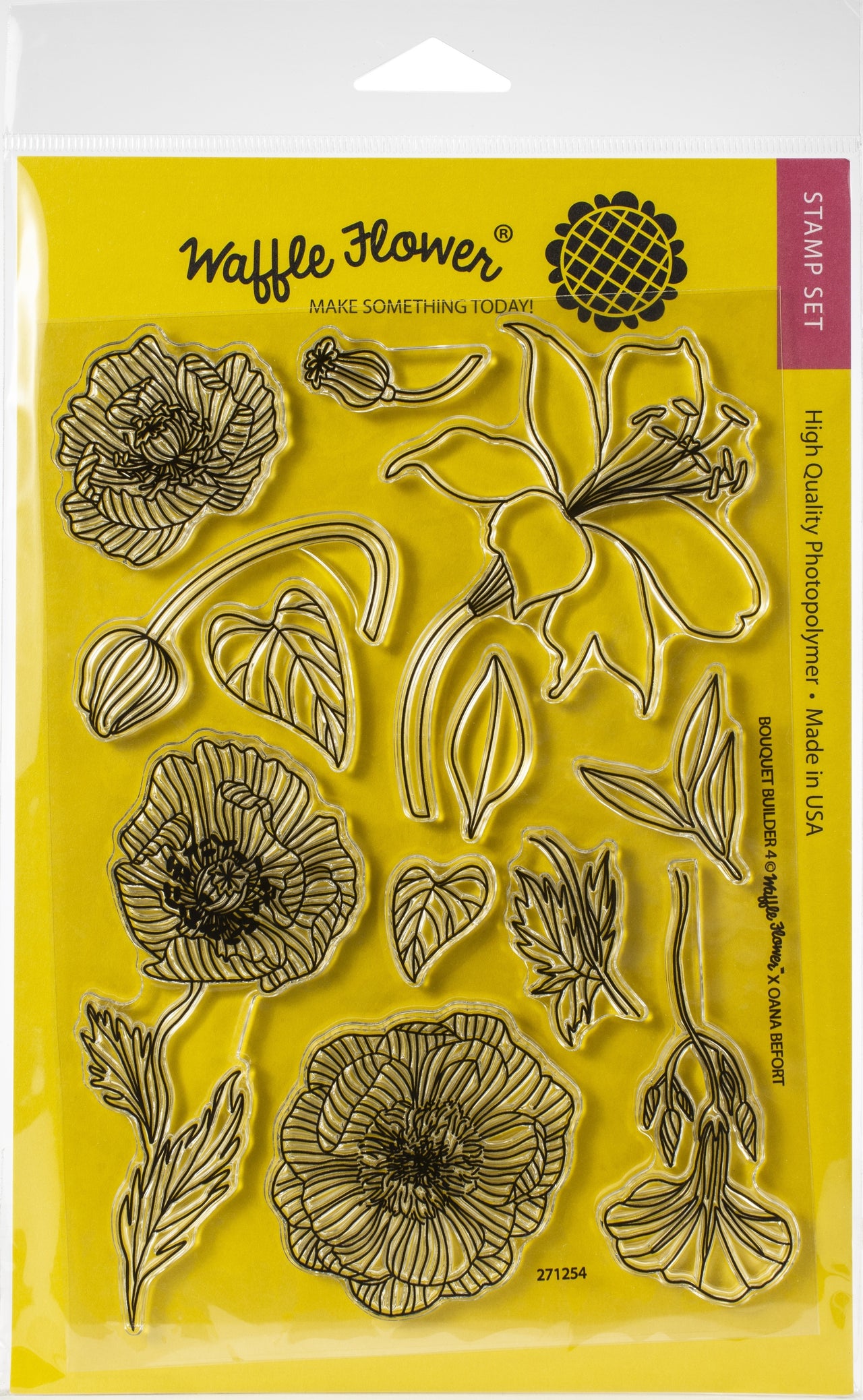 Waffle Flower Crafts Clear Stamp 5"X7" - Bouquet Builder 4