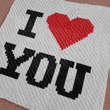 C2C Crochet Pattern I LOVE YOU White Throw Intarsia Red Heart Graphgan