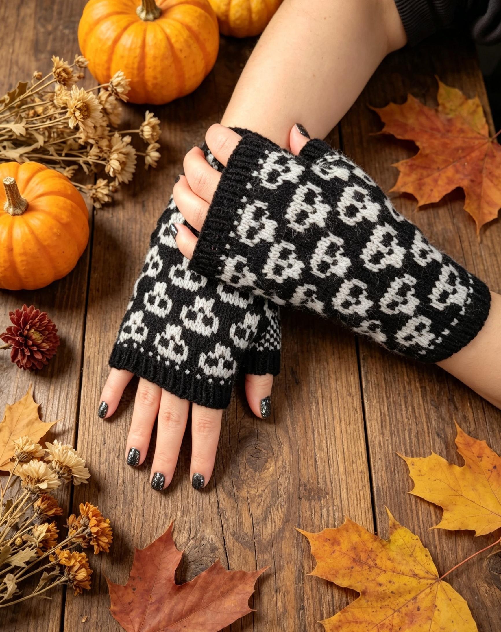 Spooky Halloween Skull Mitts