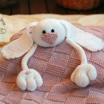 Pink Baby Bunny Toy Blanket