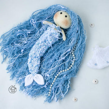 Blue Mermaid doll knitted flat