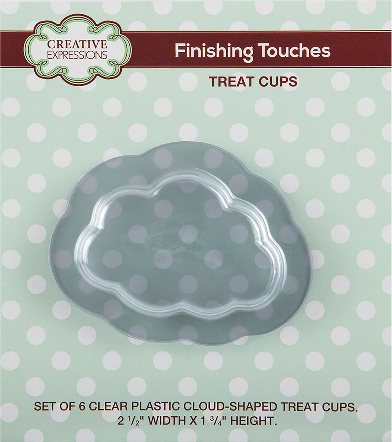 Creative Expressions Cloud Treat Cups 6/Pkg - Clear 2.5" Wide X 1.75" Height