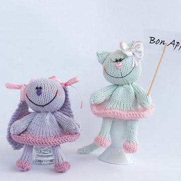 Lilac Bunny and Light pastel green Cat for keeping warm breakfast eggs