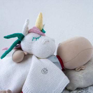 Unicorn Baby Lace Blanket  knitted flat