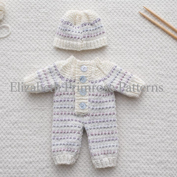 Candy Row Dolls Bodysuit and Hat Knitting Pattern P30 | Elizabeth Primrose Patterns