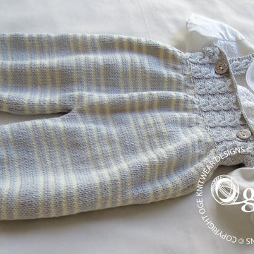 Baby Overalls with detailed cabled bodice and matching sweater - P037