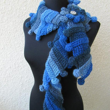 Crochet Multicolour Blue Scarf "Fantasy"