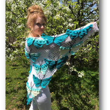 Blue Butterflies Shawl