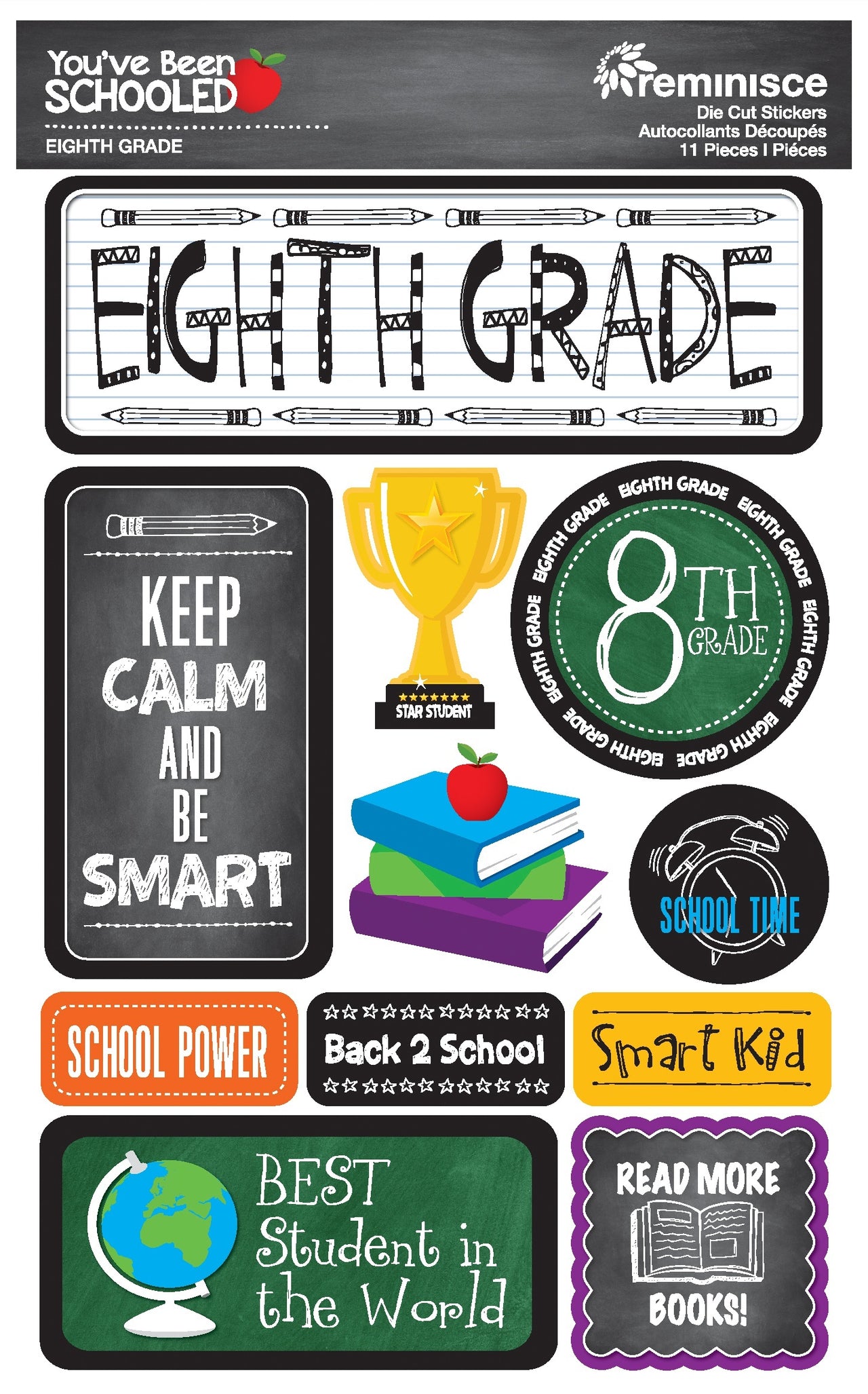 Reminisce You've Been Schooled 3D Dimensional Stickers - 8th Grade