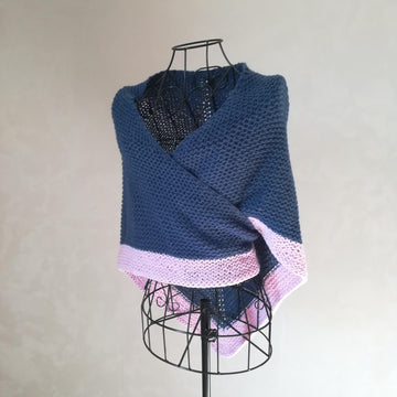 Outlander inspired Claire Navy blue brown shawl knittin pattern