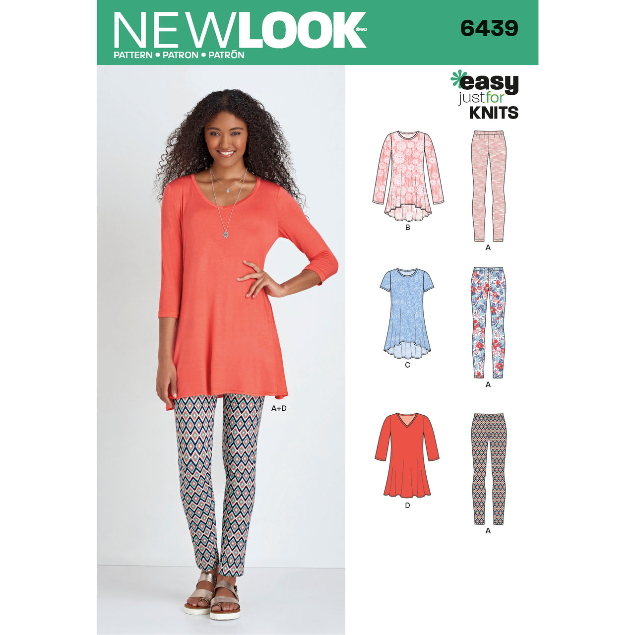 New Look Misses' Knit Tunics with Leggings 6439 - Paper Pattern, Size A (XS-S-M-L-XL)