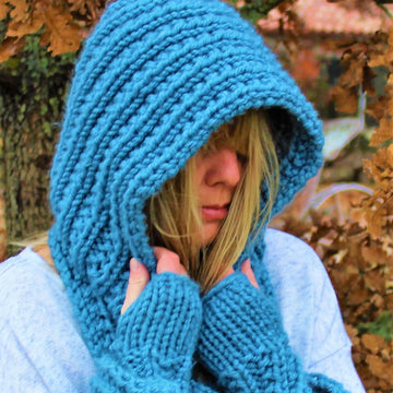 Winter Blues Hooded Scarf