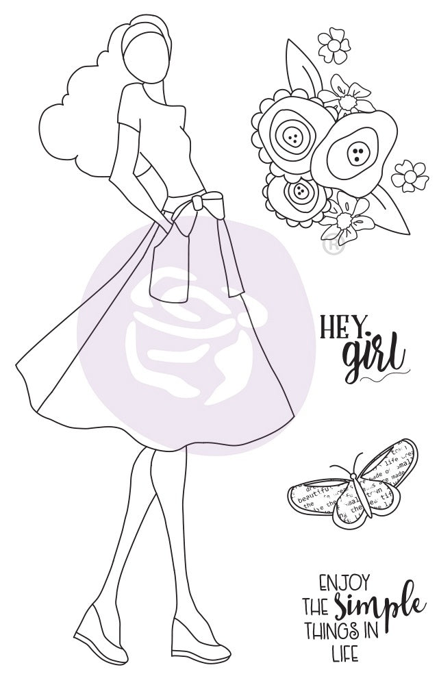 Prima Marketing Julie Nutting Mixed Media Cling Rubber Stamp - Phoebe