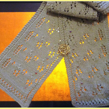 Frangipani Mini Blossoms and Leaves Lace Knit Scarf