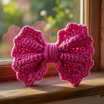 A Pink Bow🎀 Crochet Bow Pattern – Instant PDF Download + Video & Photo Tutorial