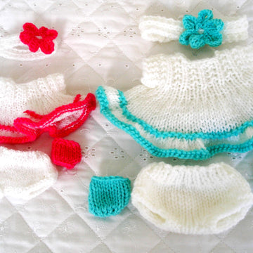 Berenguer Dolls Knitting pattern, 5 & 8 " Dress, Headband and Shoes