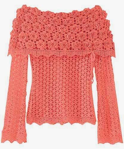Crochet Foldover Sweater – Off Shoulder Lace Top
