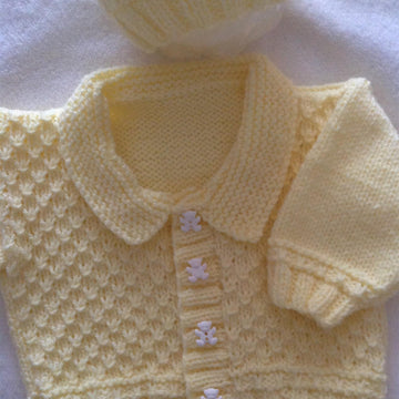 Lemon Cardigan and Beanie hat set