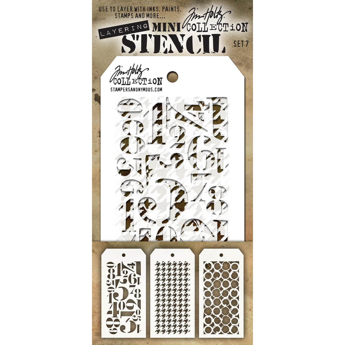 Stampers Anonymous Tim Holtz Mini Layered Stencil Set 3/Pkg - Set #7