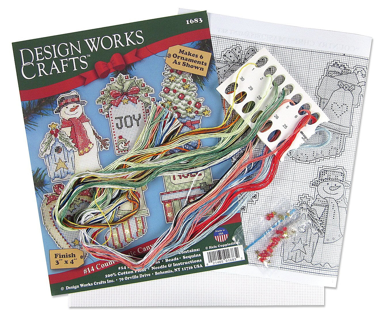 Design Works Country Christmas Plastic Canvas Ornaments Cross Stitch Kit - 7.5cm x 10cm