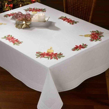 Deco-Line Candle and Poinsettia Printed Embroidery Kit - 130 x 160cm