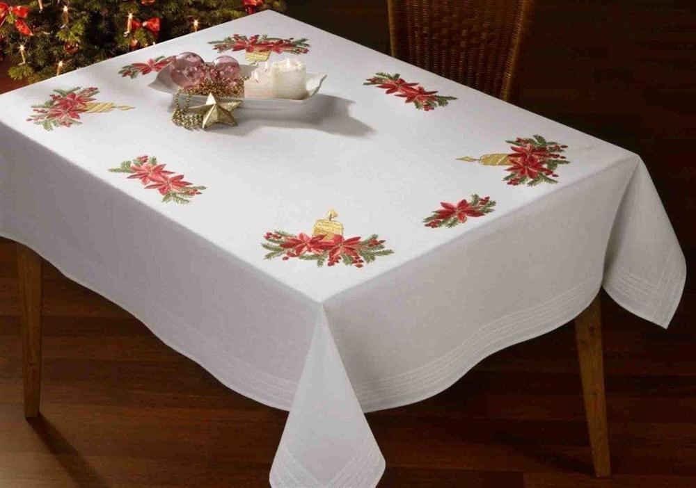 Deco-Line Candle and Poinsettia Printed Embroidery Kit - 130 x 160cm