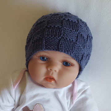 Corey - babies seamed block stitch hat