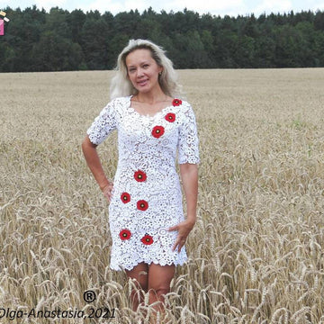 Lace dress with poppies