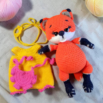 Crochet Fox Doll Amigurumi Pattern PDF, Woodland Fox Couple, Dress Up Doll, Crochet Toy Clothes, Kawaii Fox Plush