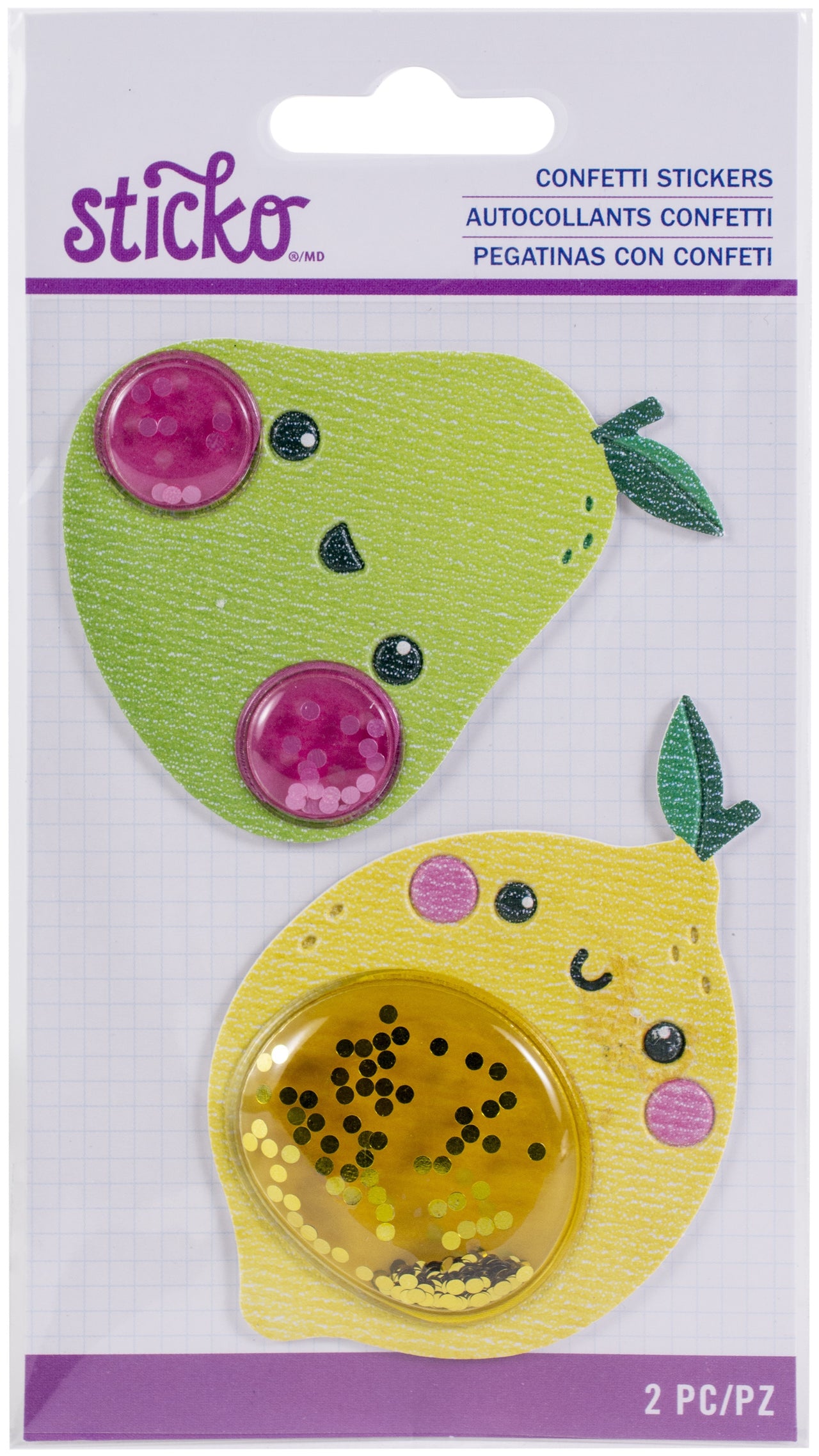 Sticko Confetti Stickers - Fruit, 2/Pkg