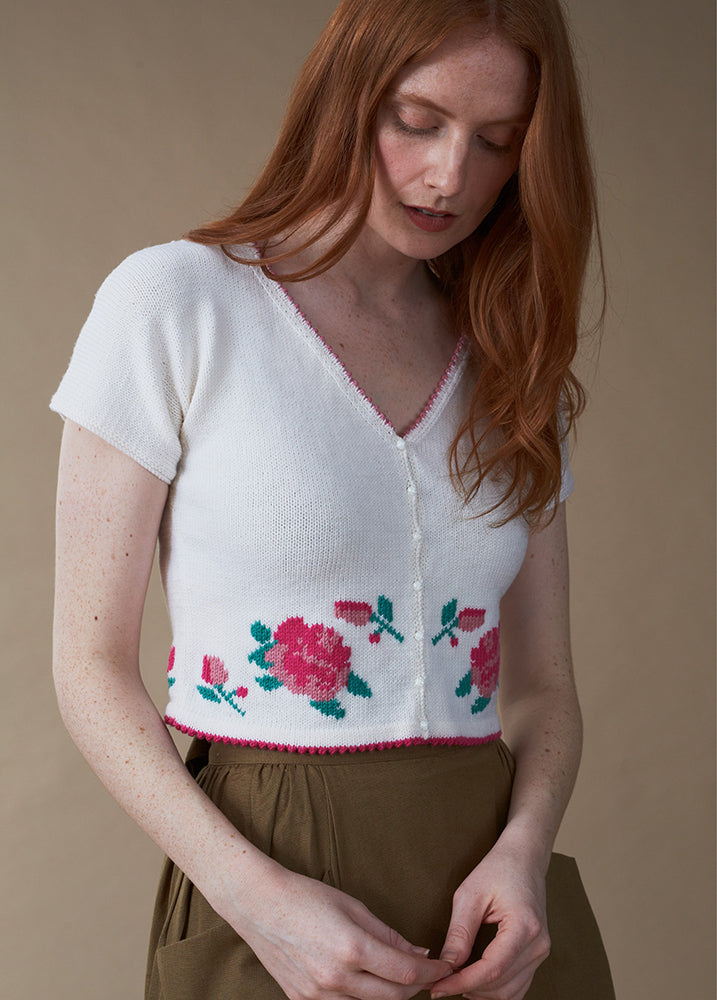 Flora Cardigan - Knitting Pattern For Women in Debbie Bliss Rialto 4 Ply