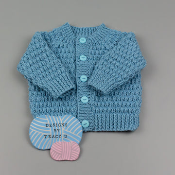 Calum Unisex Baby Knitting Pattern cardigan,hats, mitts and booties hats