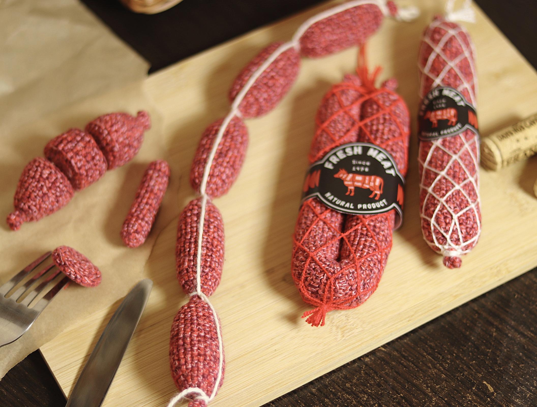 Crochet Sausage & Salami Amigurumi Pattern | Miniature Deli Meats (PDF Tutorial)