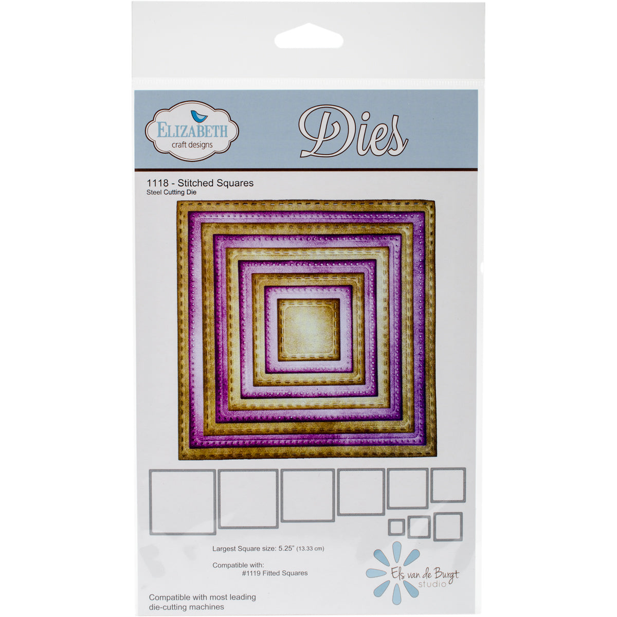 Elizabeth Craft Designs Elizabeth Craft Metal Die - Stitched Squares, 5.25" Largest