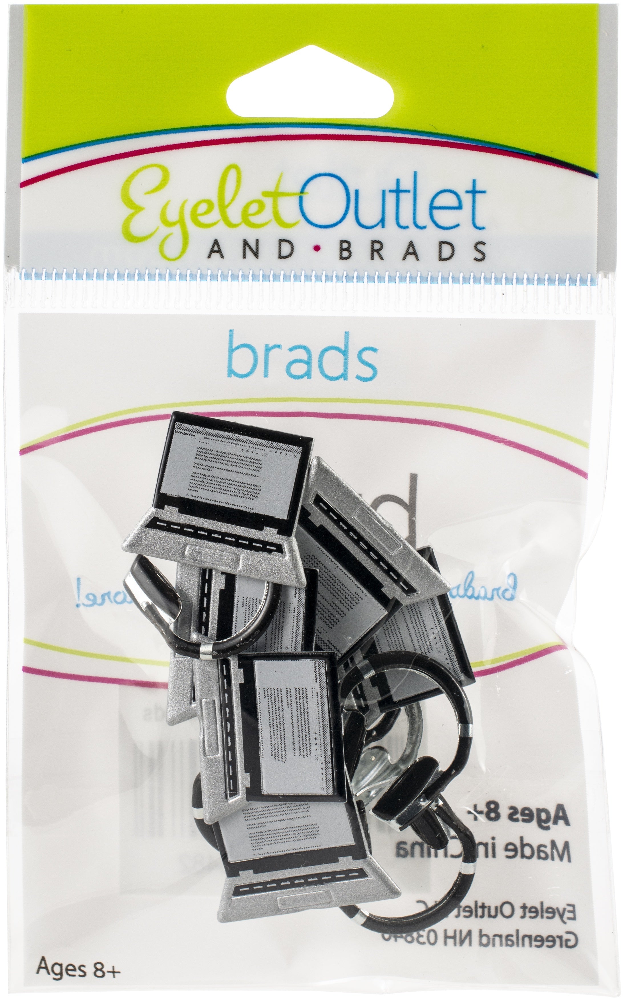 Eyelet Outlet Shape Brads 12/Pkg - Laptop & Headphone
