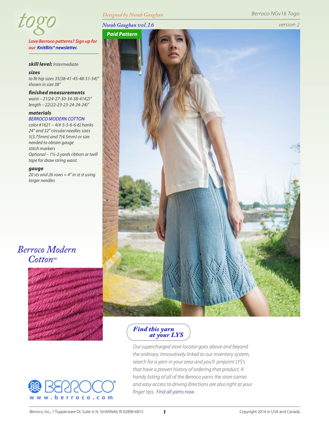 Berroco Togo PDF - Norah Gaughan Vol 16
