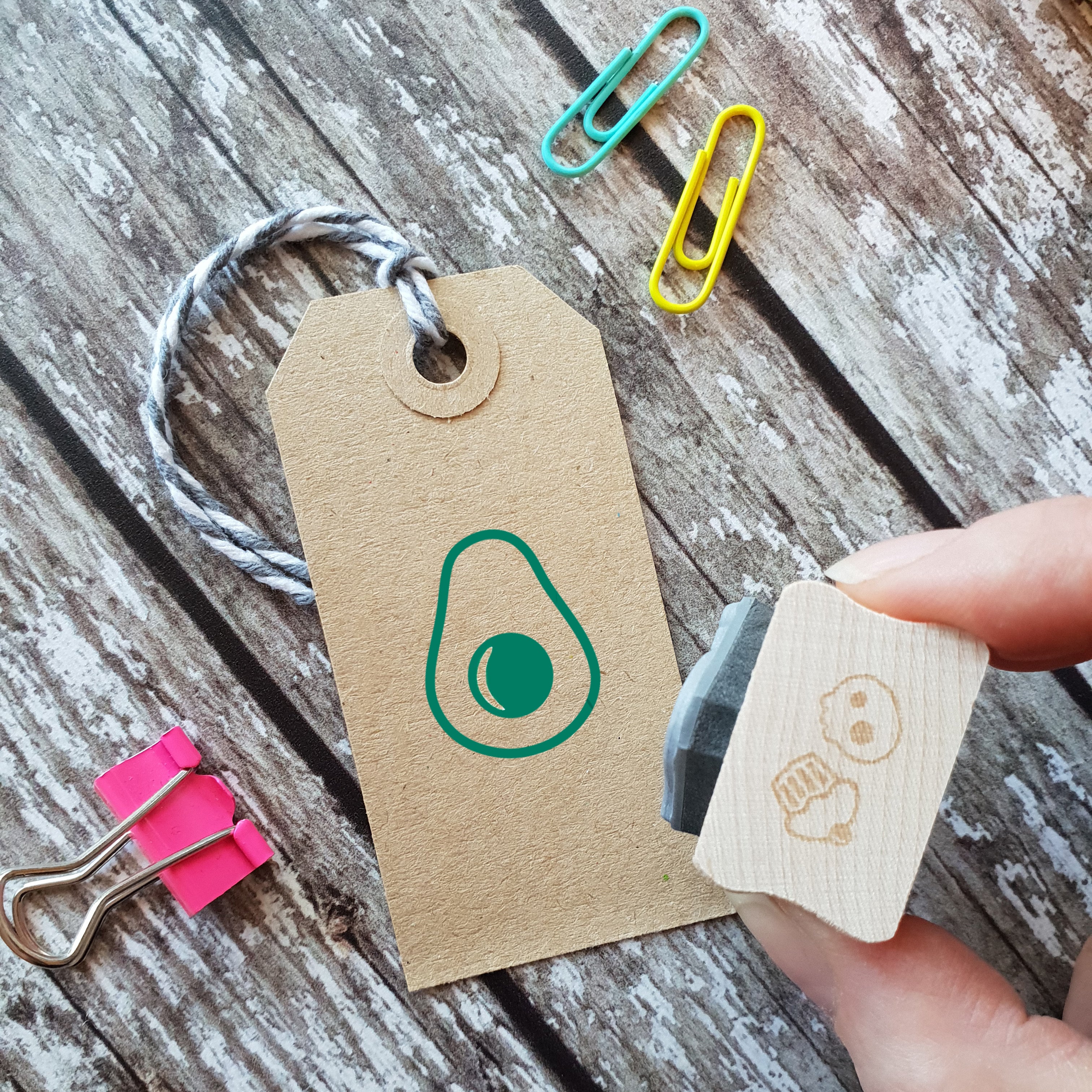 Skull and Cross Buns Avocado Rubber Stamp