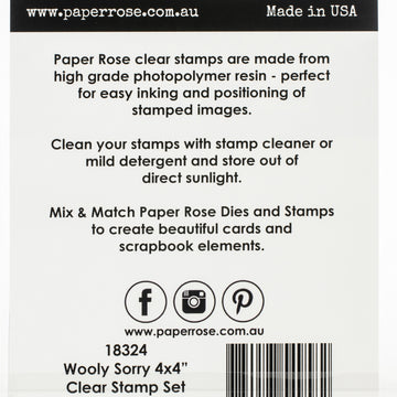 Paper Rose Clear Stamps 4"X4" - Wooly Sorry