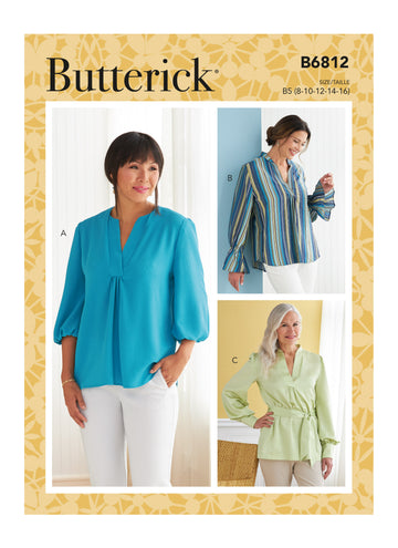 Butterick Misses' Top, Tunic & Sash B6812 - Sewing Pattern