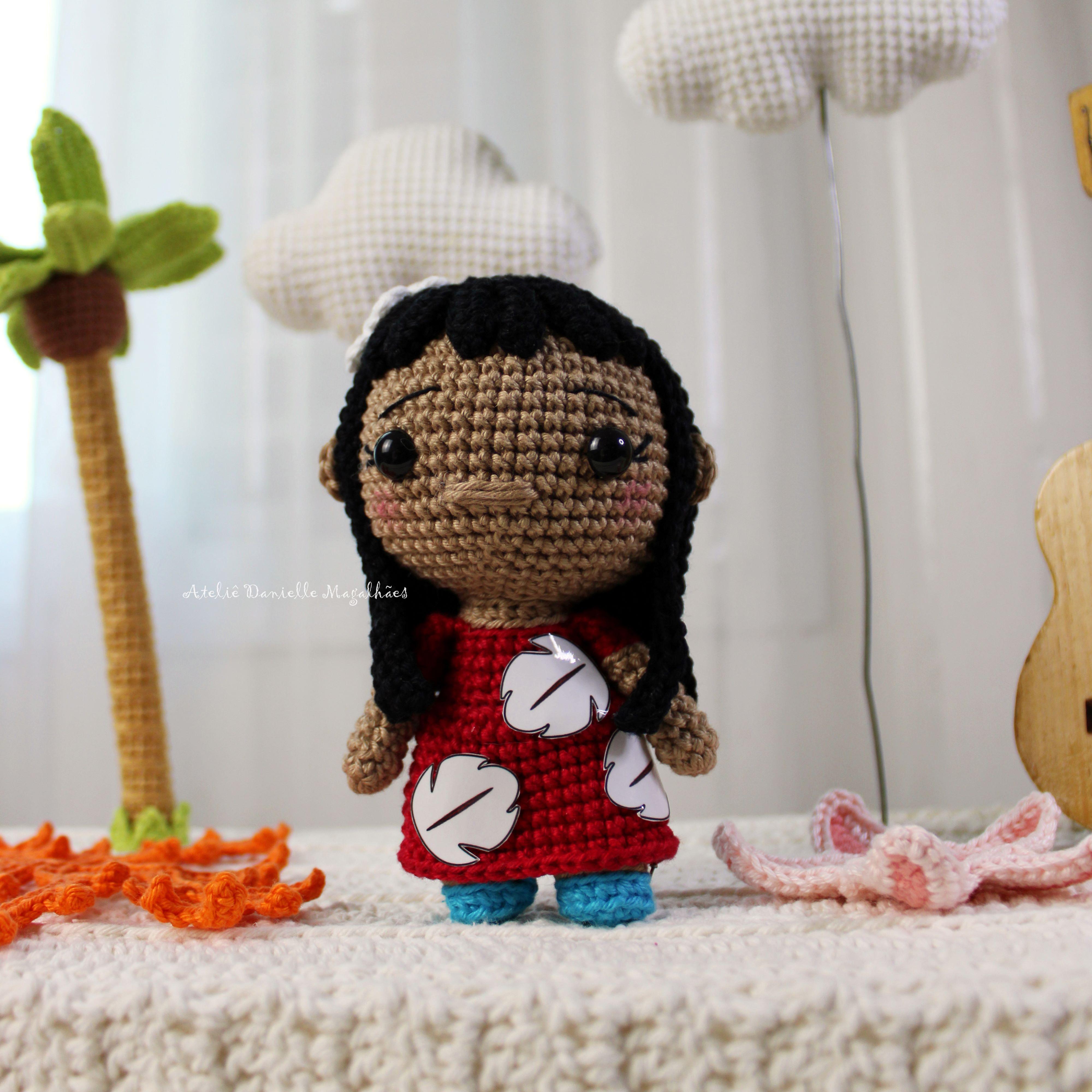 🌺 Lilo-Inspired Amigurumi Pattern (Red Dress) – Digital PDF 🧶