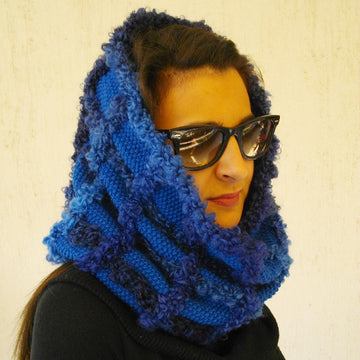Dazzling blue tartan cowl