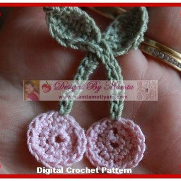 Crochet Cherries Applique Pattern Ornament For Holidays And Christmas